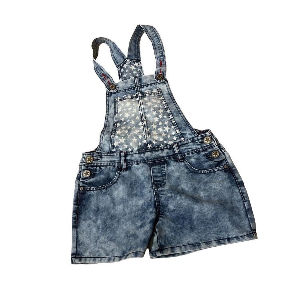 SO Girls Overall Shorts Size 12 White Stars
